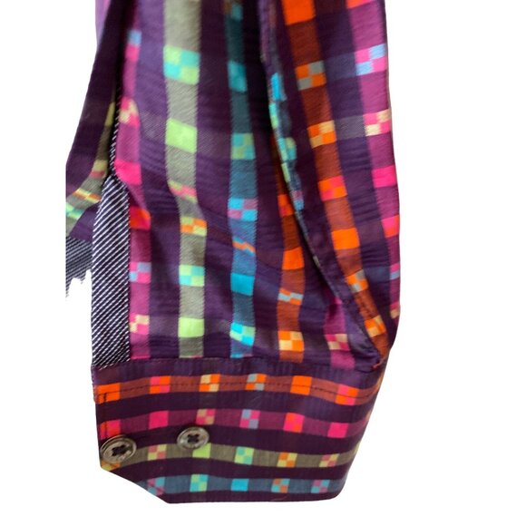 Bugatchi Men's Colorful Checked Button-Down Dress Shirt Size M - Picture 5 of 10